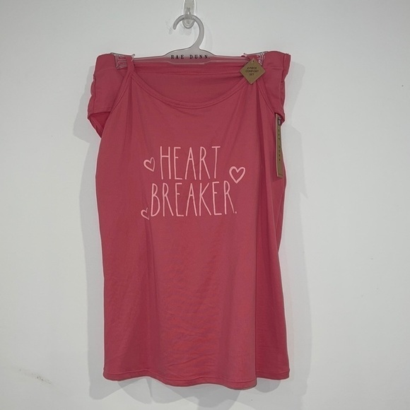 RAE DUNN Pink 2 pieces comfort tank and panties set Heart Breaker size Medium - Picture 2 of 9